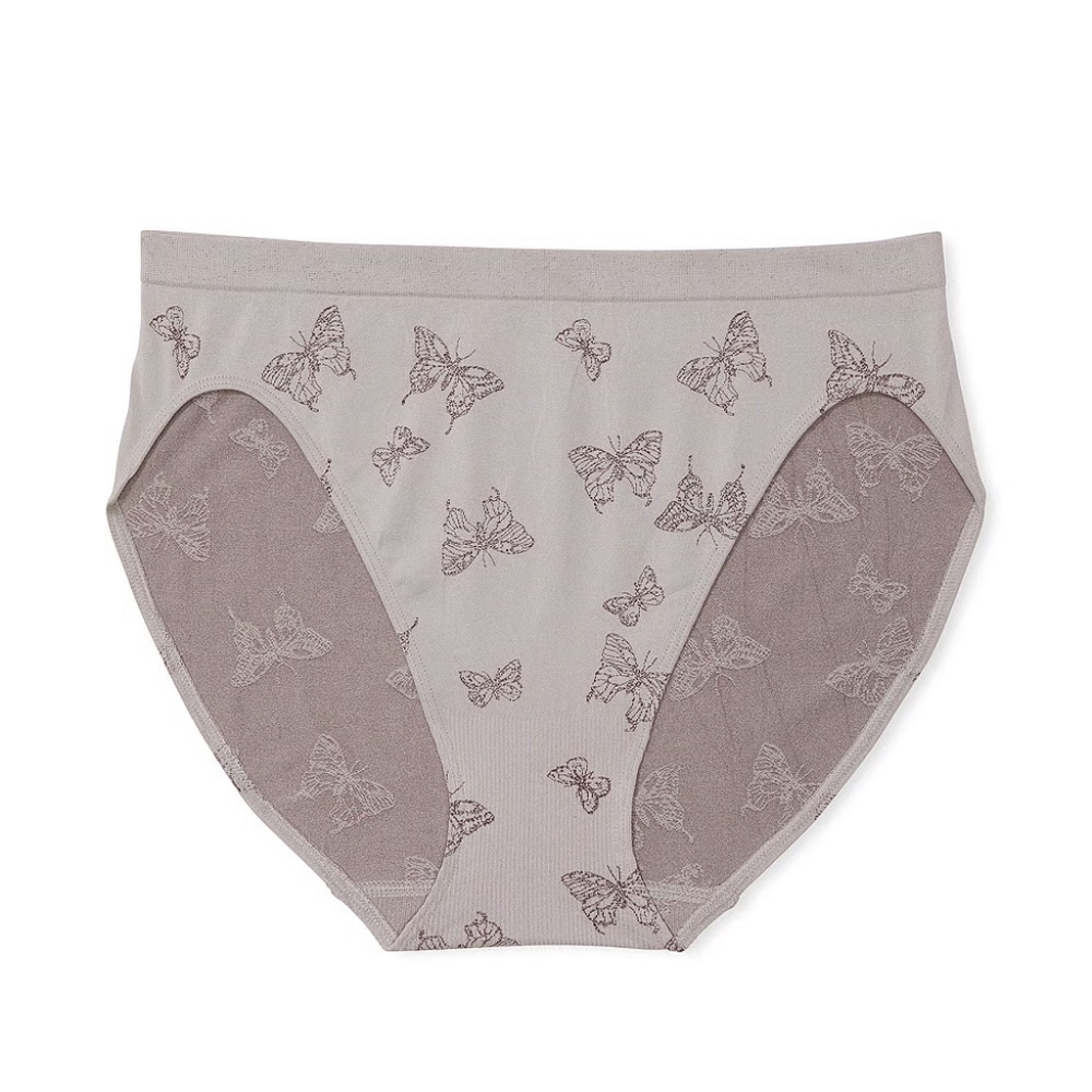 Victoria's Secret Seamless High Leg Brief Panty Silver Peal Garden Butterly S